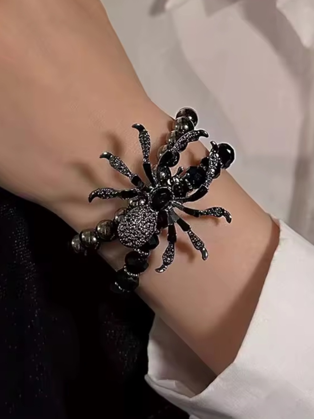 Kohl's Black Spider Bracelet with Beaded Band